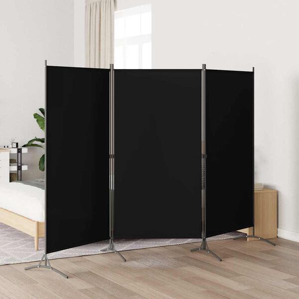 vidaXL 3-Panel Room Divider Black 260x180 cm