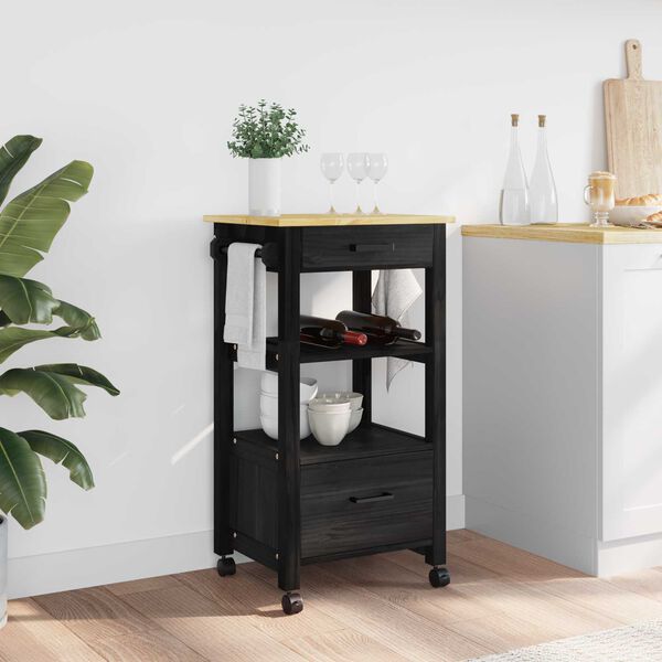 vidaXL Kitchen Trolley Plain Black