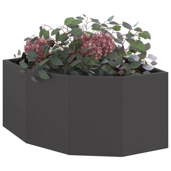 vidaXL Corner Planter Black 60 x 60 x 35 cm Steel