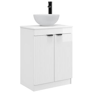 vidaXL Bathroom Vanity with Sink High Gloss White 54 x 35 x 83 cm