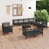 vidaXL 12 Piece Garden Lounge Set Solid Wood Pine Black