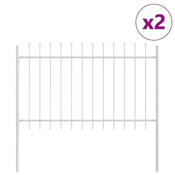vidaXL Garden Fence 2 pcs White 3.4 x 0.8 m Powder-coated Steel