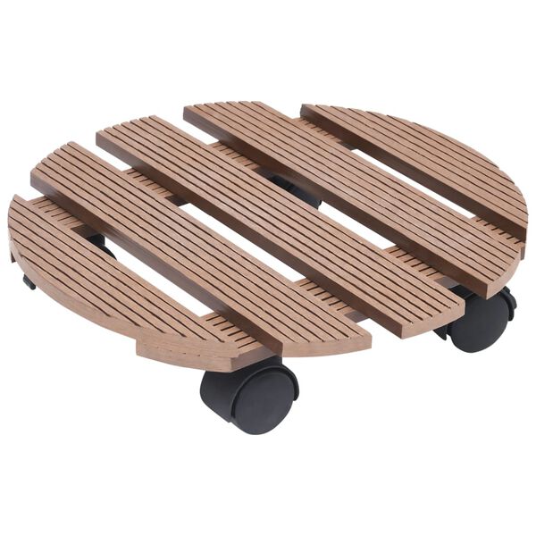 vidaXL Plant Trolleys 4 pcs Brown Ø30x7,5 cm WPC
