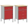 vidaXL Work Cabinet with Drawer 2 pcs Red and Grey 75 x 45 x 85 cm