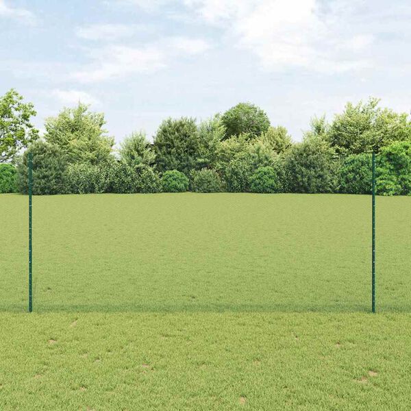 vidaXL Fence with Post Green 1.4 x 50 m Steel and PVC
