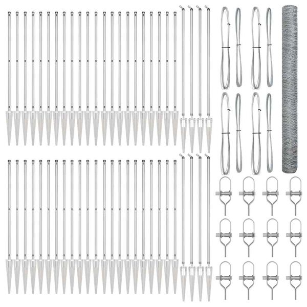 vidaXL Fence Post Silver 100 x 1.6 m (36 mm mesh) Steel