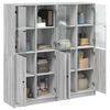 vidaXL Bookcase with Doors Grey Sonoma 136x37x142 cm Engineered Wood