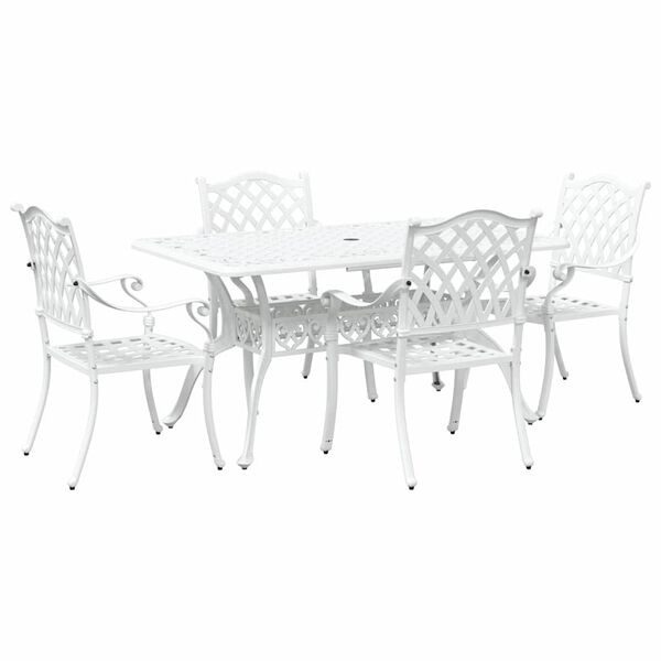 vidaXL Garden Dining Set 5 pcs White Aluminium