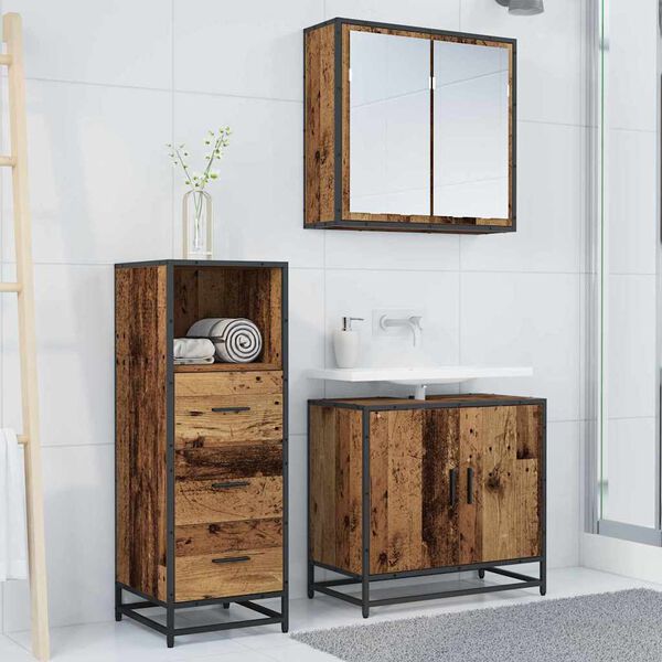 vidaXL Bathroom Furniture Set with Drawer Old Wood 35 x 37.5 x 100 cm