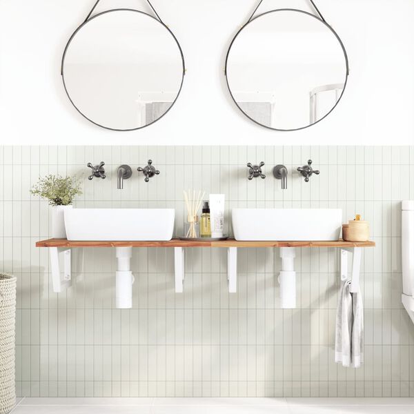 vidaXL Basin Shelf Wall Mounted Steel and Solid Wood Acacia