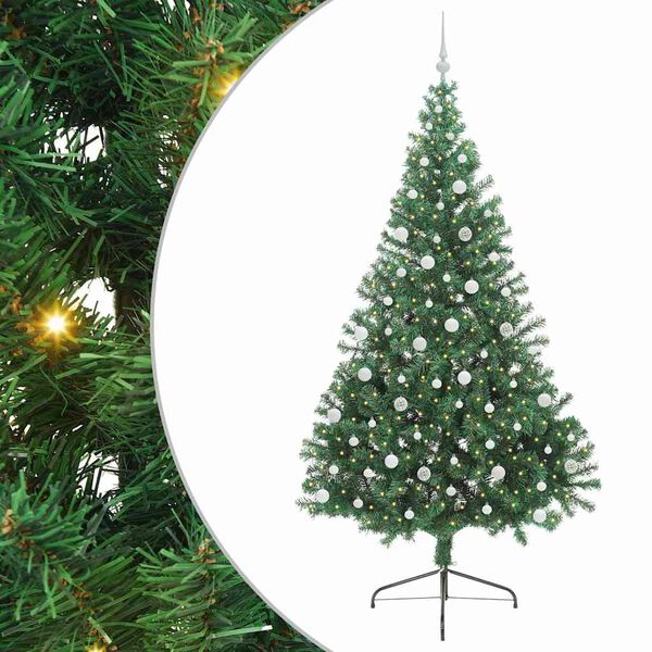 vidaXL Artificial Pre-lit Christmas Tree Green 240 cm PVC