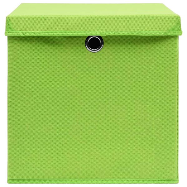 vidaXL Storage Boxes with Covers 10 pcs 28x28x28 cm Green