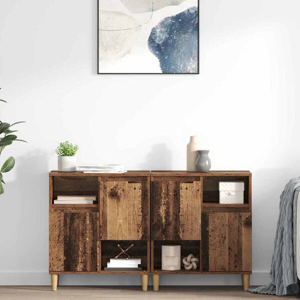 vidaXL Sideboards 2 pcs Old Wood 60 x 35 x 70 cm Engineered Wood