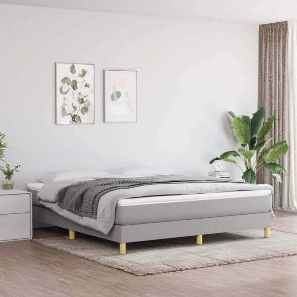 vidaXL Box Spring Bed Frame Light Grey Super King Fabric (UK/IE/FI/NO only)