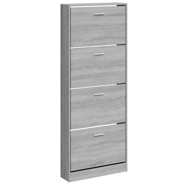 vidaXL Shoe Cabinet Grey Sonoma 59x17x150 cm Engineered Wood