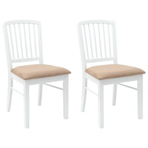 vidaXL Dining Chairs 2 pcs Solid Rubber Wood White 50 x 52.5 x 91 cm