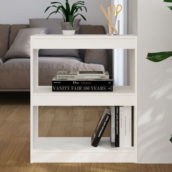 vidaXL Book Cabinet/Room Divider White 60x30x71.5 cm Solid Wood Pine