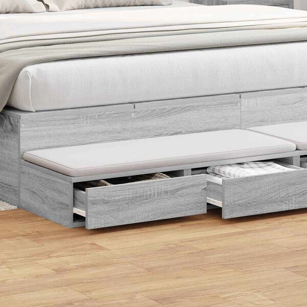 vidaXL Bed Drawers Grey Sonoma 200 x 36.5 x 16.5 cm Engineered Wood