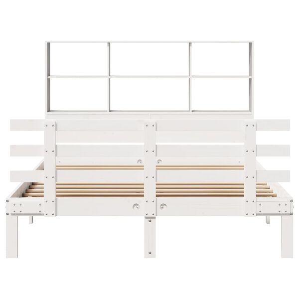 vidaXL Bookcase Bed without Mattress White 140x190cm Solid Wood Pine