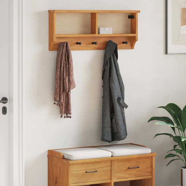 vidaXL Wall-mounted Coat Rack SANDNES 87x12x35 cm Solid Wood Pine