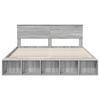 vidaXL Bed Frame with Shelf Grey Sonoma 200 x 200 cm Engineered Wood