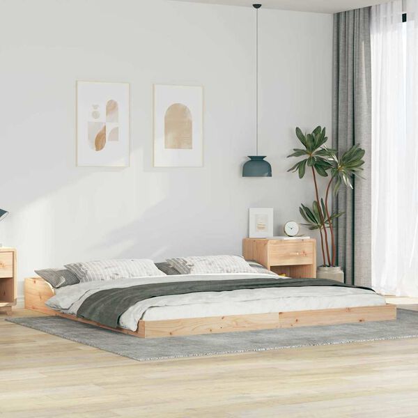 vidaXL Bed Frame Brown 200 x 200 cm Solid Pine Wood