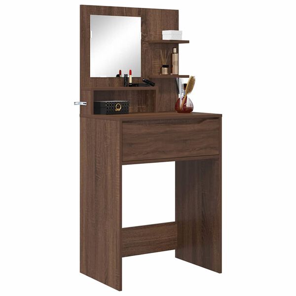vidaXL Bedroom Dressing Tables with Shelf Brown Oak 80 x 39.6 x 135 cm