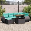 vidaXL 7 Piece Garden Sofa Set with Cushions Grey Poly Rattan Acacia