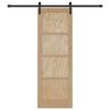 vidaXL Sliding Door Natural and Black 73.5 x 211 cm Solid Pine Wood