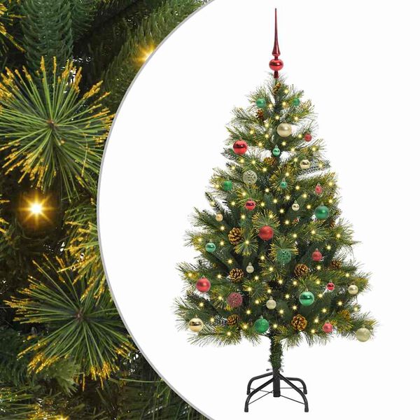 vidaXL Artificial Hinged Christmas Tree with Cones Green 150 cm