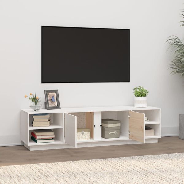 vidaXL TV Cabinet White 156x40x40 cm Solid Wood Pine