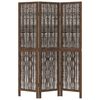 vidaXL Room Divider 3 Panels Dark Brown Solid Wood Paulownia
