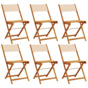 vidaXL Folding Garden Chairs 6 pcs Beige Fabric and Solid Wood