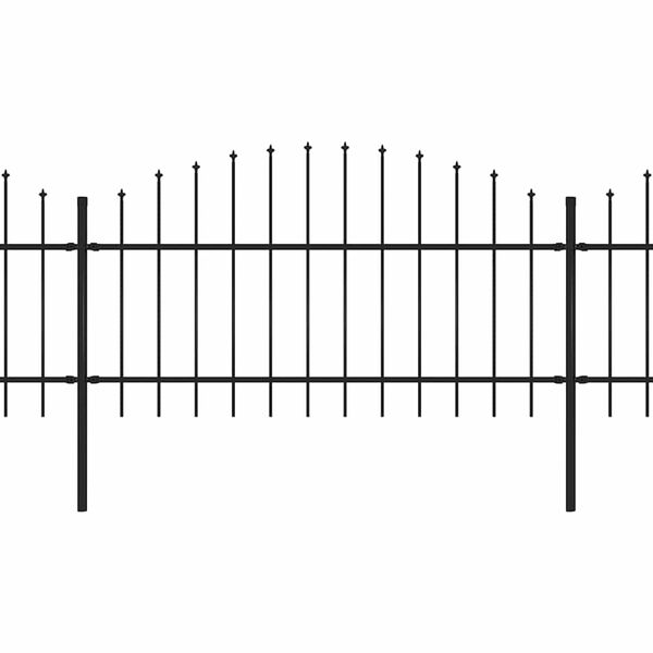 vidaXL Garden Fence with Spear Top Steel 714.5x125 cm Black