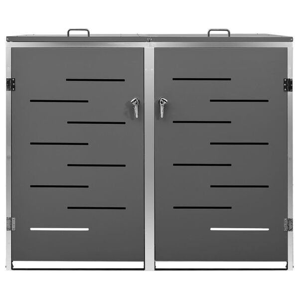 vidaXL Double Wheelie Bin Shed 138x77.5x112.5 cm Stainless Steel