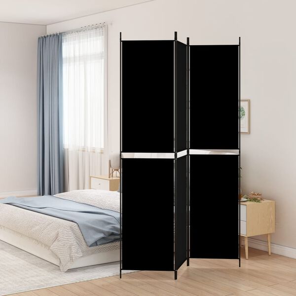 vidaXL 3-Panel Room Divider Black 150x220 cm Fabric