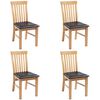 vidaXL Dining Chairs 4 pcs Solid Oak Wood and Faux Leather