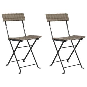 vidaXL Folding Chairs 2 pcs Grey Poly Rattan and Steel