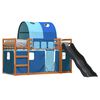 vidaXL Bunk Bed without Mattress with Slide and Curtains Blue 90x200 cm