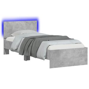 vidaXL Bed Frame with LED Concrete Grey 80 x 200 cm Engineered Wood