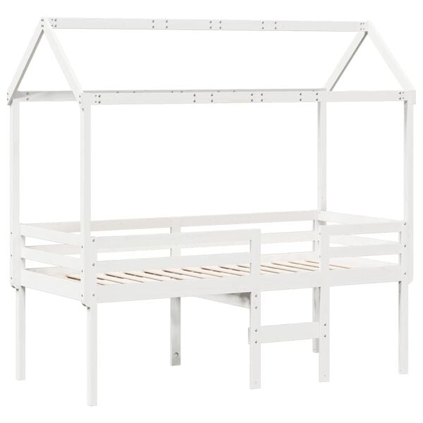 vidaXL High Sleeper Bed without Mattress White 90x190 cm Single Solid Wood Pine
