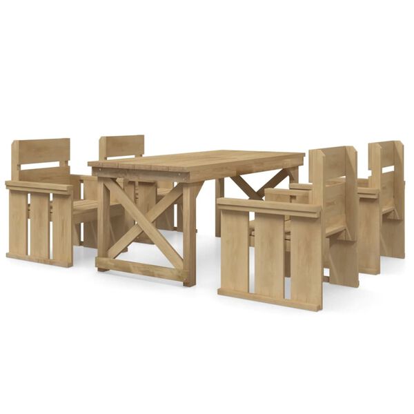 vidaXL 5 Piece Garden Dining Set Impregnated Solid Wood Pine
