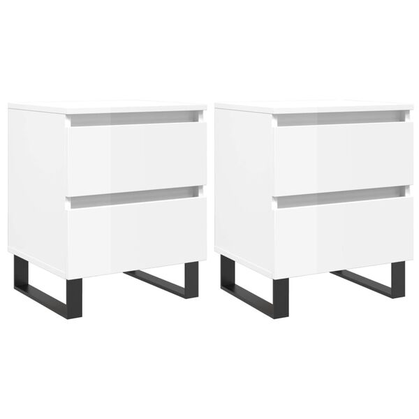 vidaXL Bedside Cabinets 2 pcs High Gloss White 40x35x50 cm Engineered Wood