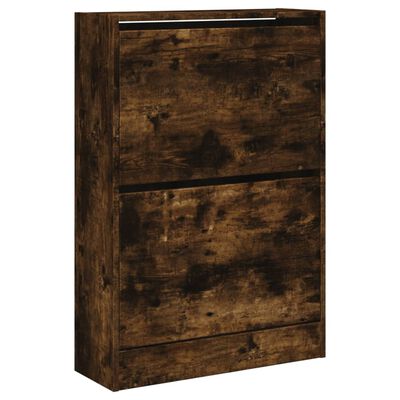 vidaXL Shoe Cabinet Smoked Oak 60x21x87.5 cm Engineered Wood