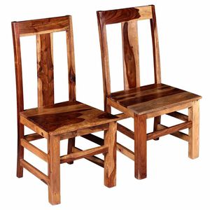 vidaXL Dining Chair | Set of 2 | Honey Matte | Solid Sheesham Wood | Standard
