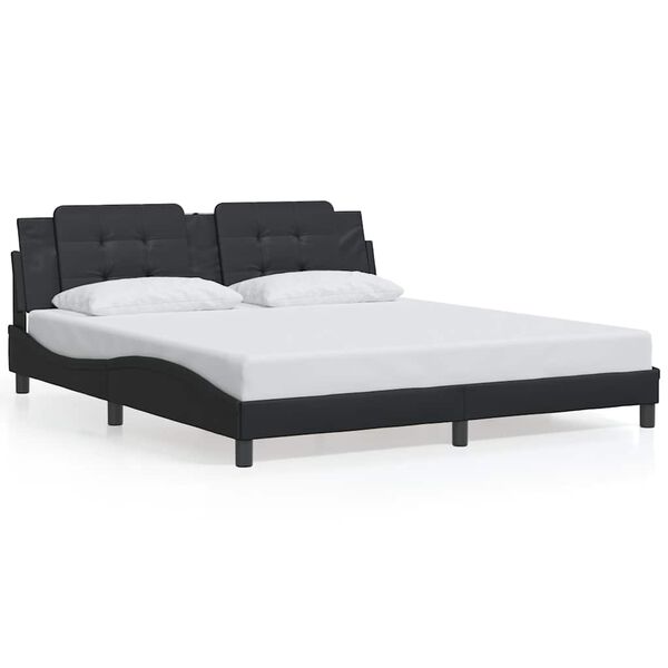 vidaXL Bed Frame without Mattress "Zadar" Black 180x200 cm Super King Faux Leather