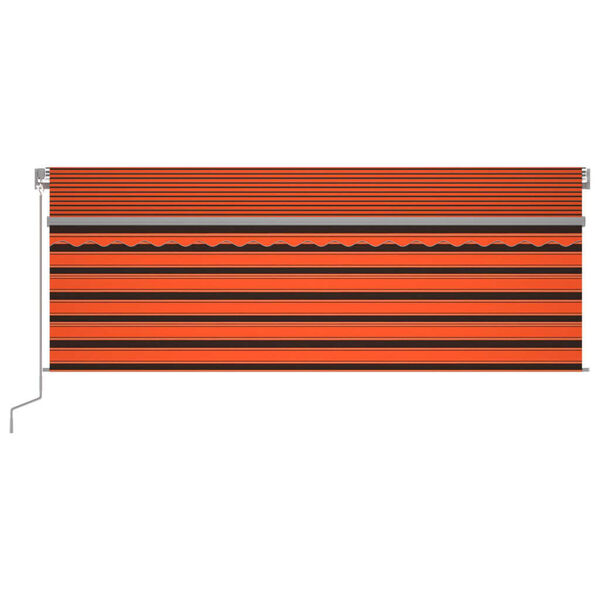 vidaXL Manual Retractable Awning with Blind&LED 4x3m Orange&Brown
