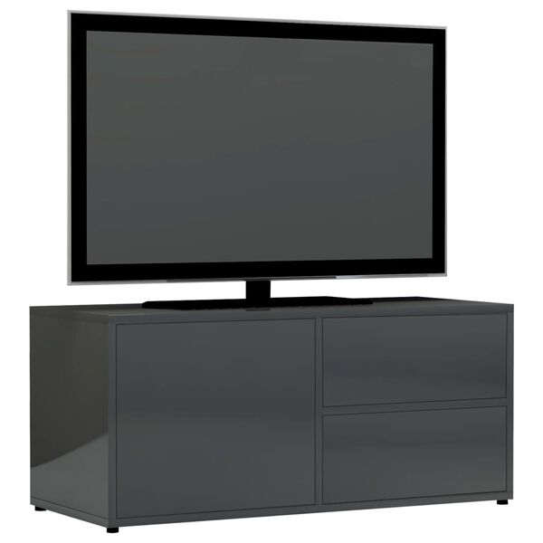 vidaXL TV Cabinet High Gloss Grey 80x34x36 cm Engineered Wood