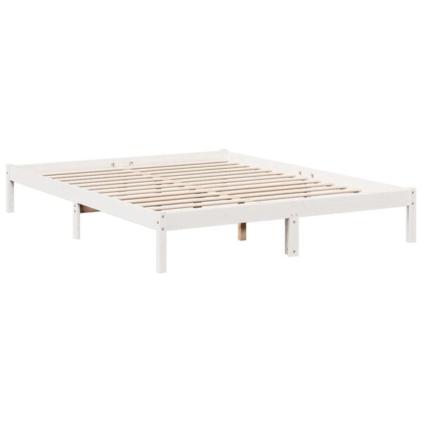 vidaXL Extra Long Bed Frame without Mattress White 160x210 cm Solid Wood Pine