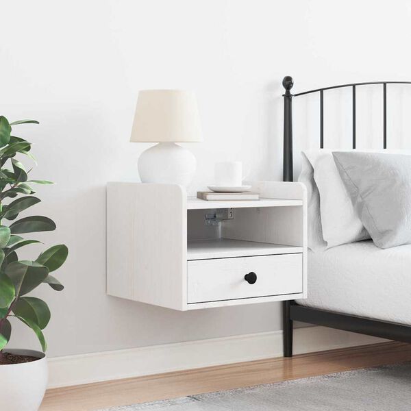 vidaXL Bedside Table White 38 x 36 x 29.5 cm Solid pine wood